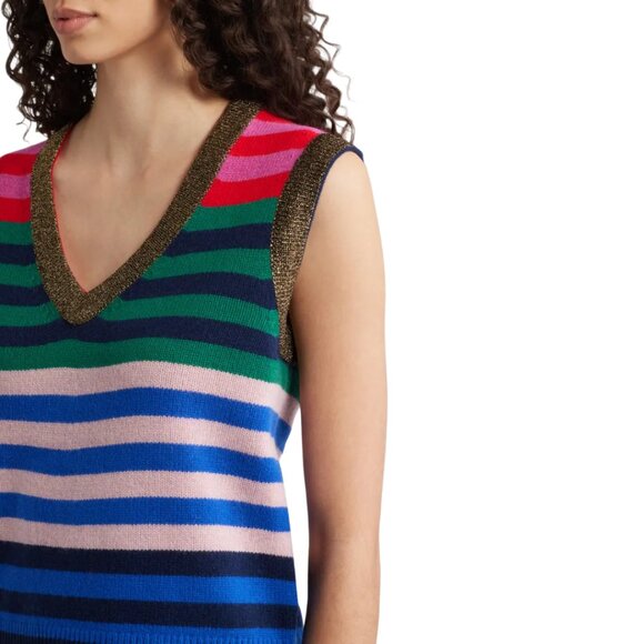 Boden Olivia Merino Wool Sweater Vest — Colorblock Stripe — Size L NWT - Picture 7 of 10